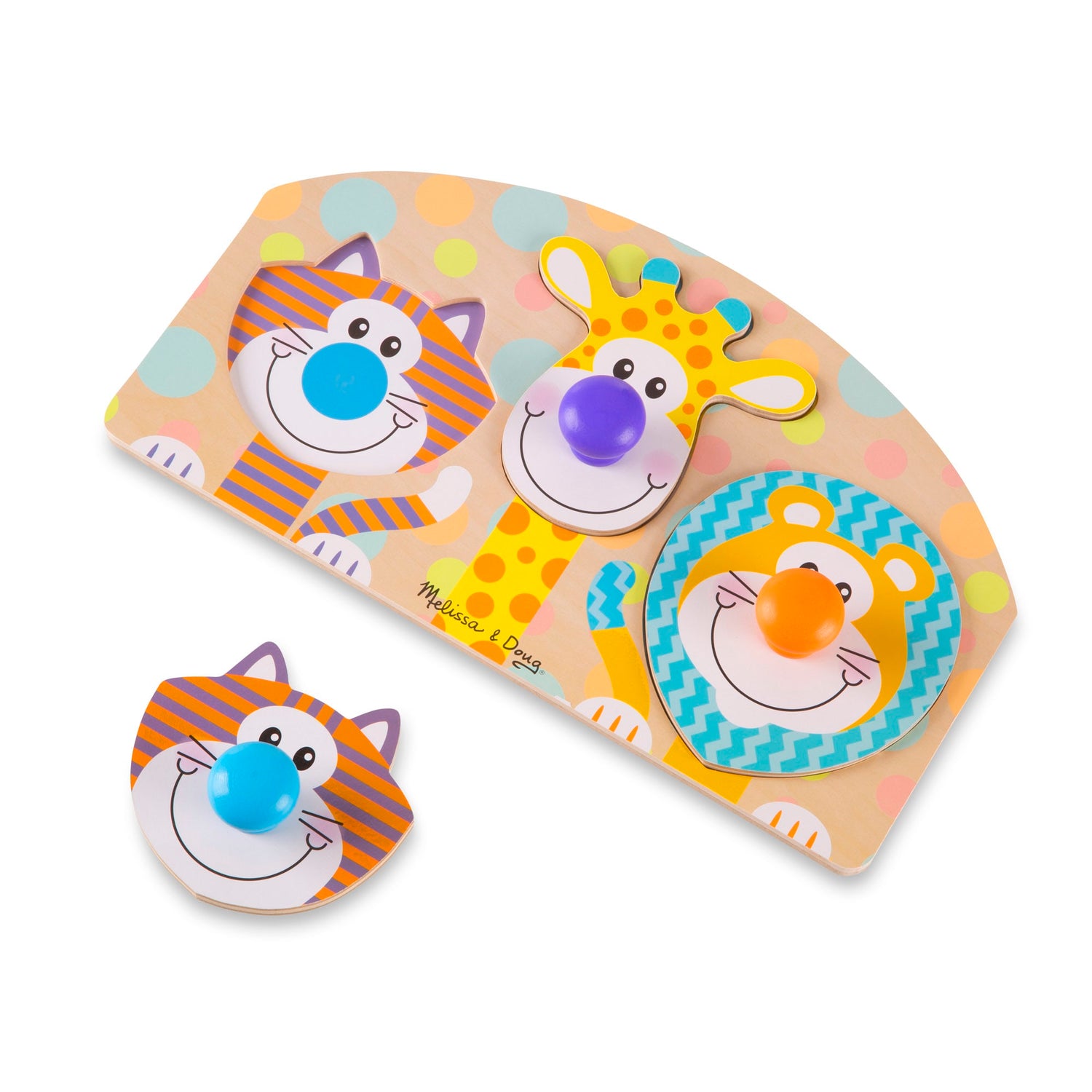 Melissa & Doug - First Play Wooden Jumbo Knob Safari Animal Puzzle