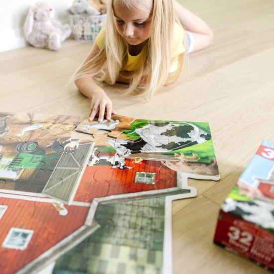 Melissa & Doug – Busy Barn Shaped Floor Puzzle