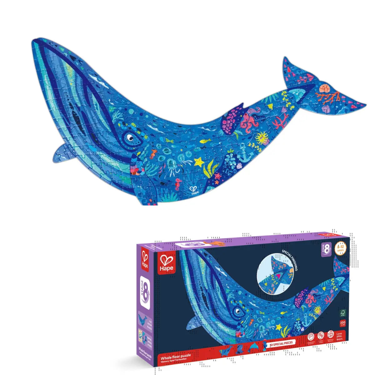 Hape-Humpback Whale Shimmer Floor Puzzle - 200pcs