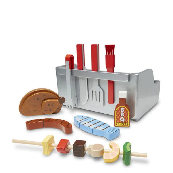 Melissa & Doug - Rotisserie and Grill Wooden Barbecue Play Food Set