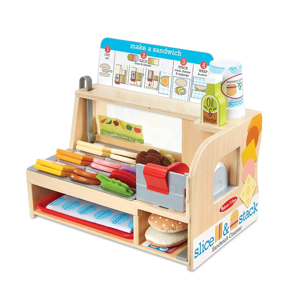 Melissa & Doug - Wooden Slice & Stack Sandwich Counter