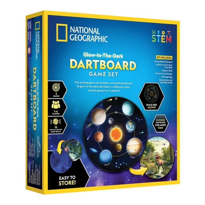 National Geographic - Glow-in-the-Dark Dartboard Game Set