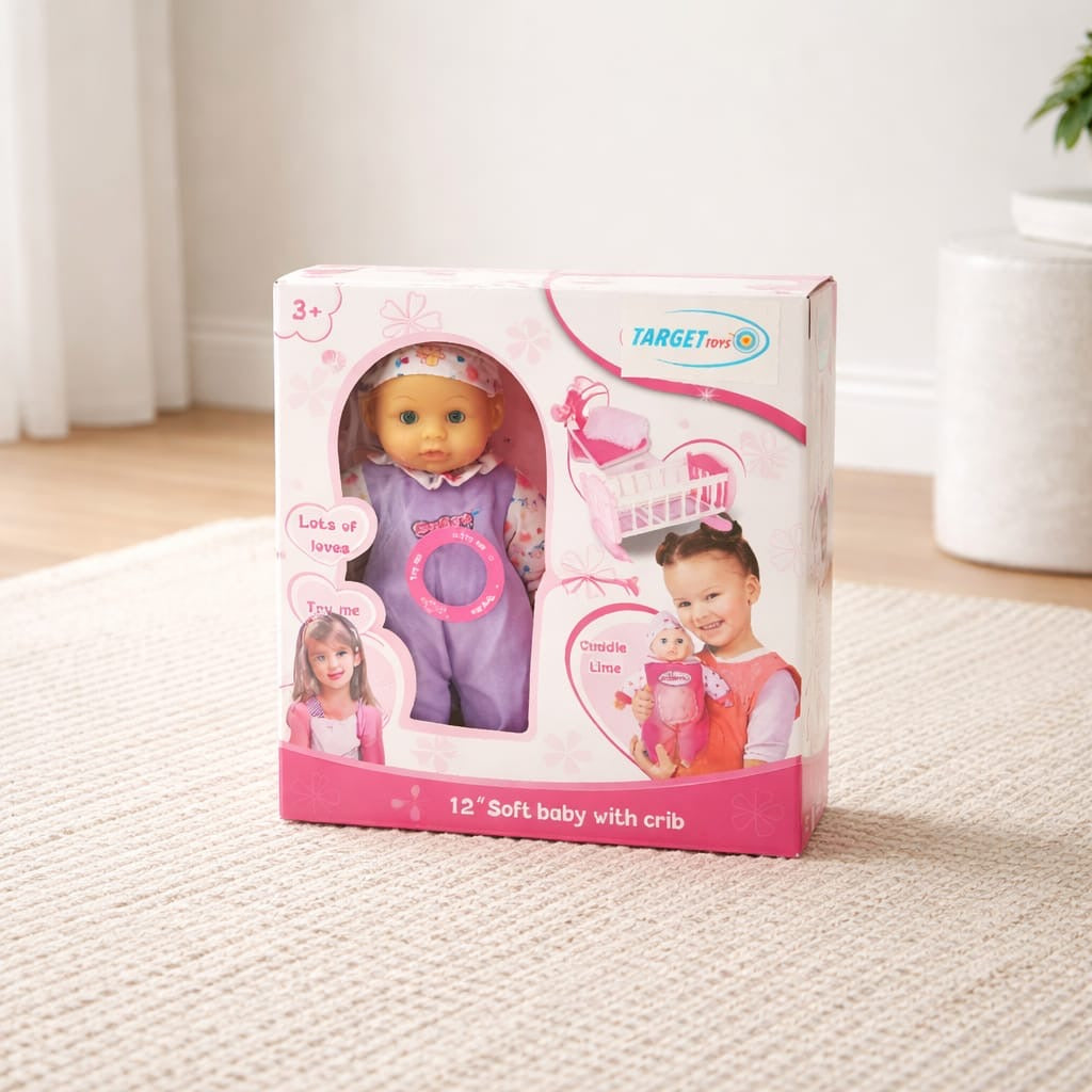 Target Toys - 12 Soft Baby With Crib